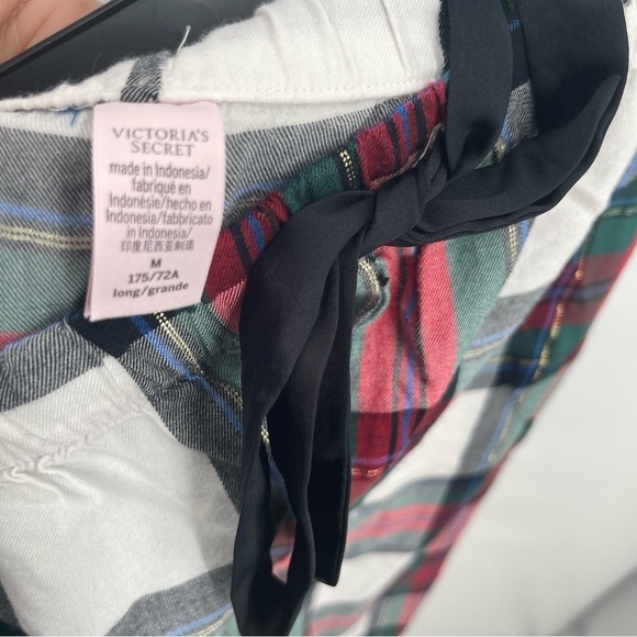 VICTORIA'S SECRET PLAID PAJAMAS Size Medium RED GREEN SPARKLE COTTON flannel - Picture 7 of 9